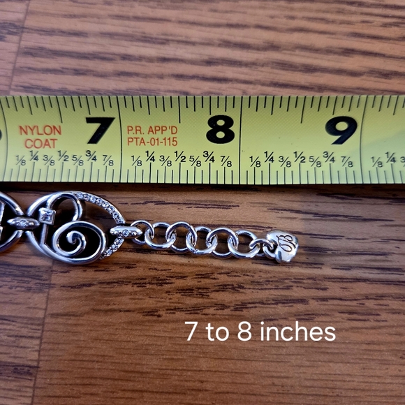 BRIGHTON Vintage Swirl Heart And Crystal Link Bracelet SWEET AND SPARKLY! - Picture 10 of 11